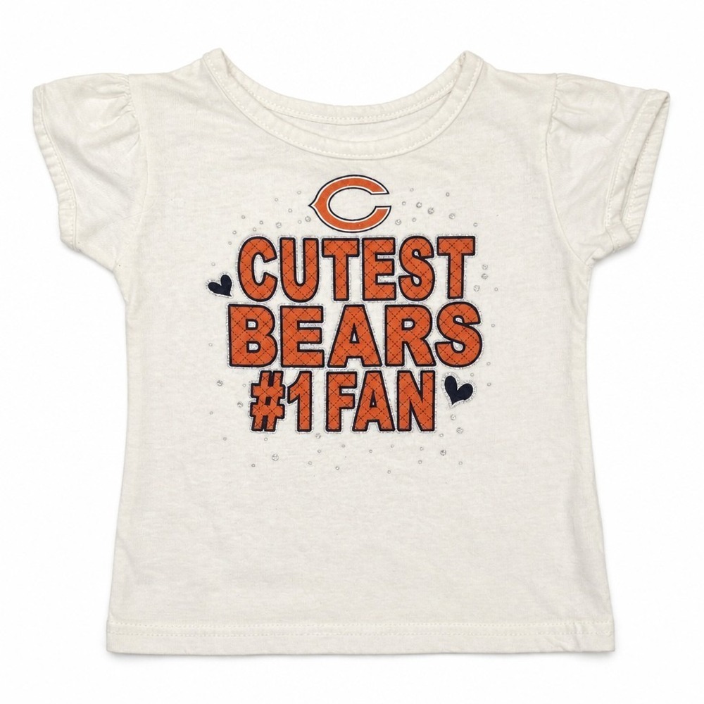 NFL Chicago Bears Toddler Girls Cutest Bears Fan Tshirt Size 2T Puff Sleeves